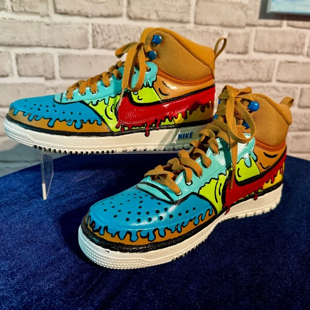 Nike Court Vision Sneakers with Graffiti Design Size 8 Mens New custom comic - Picture 4 of 11